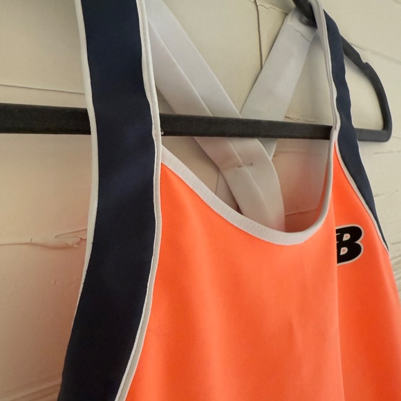 New Balance Racerback Workout Tank Top | Small Orange Navy - Picture 4 of 7
